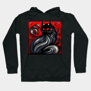 Funny Abstract Art Black Cat Demon Hoodie